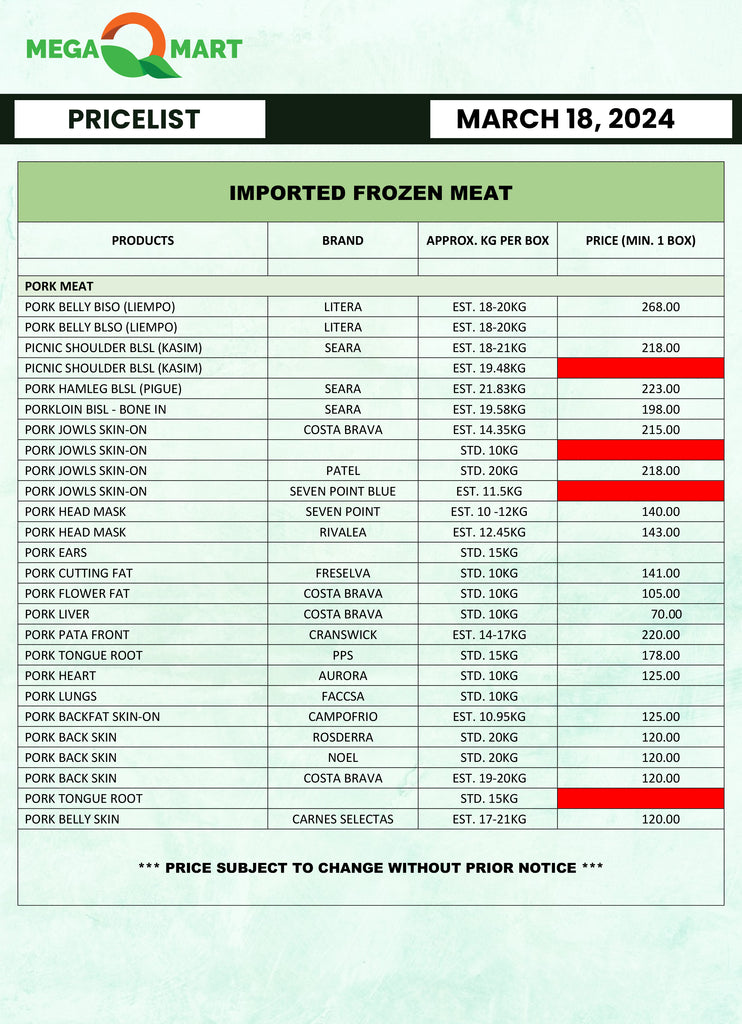 FROZEN MEATS – Mega Q Mart Foods Corporation